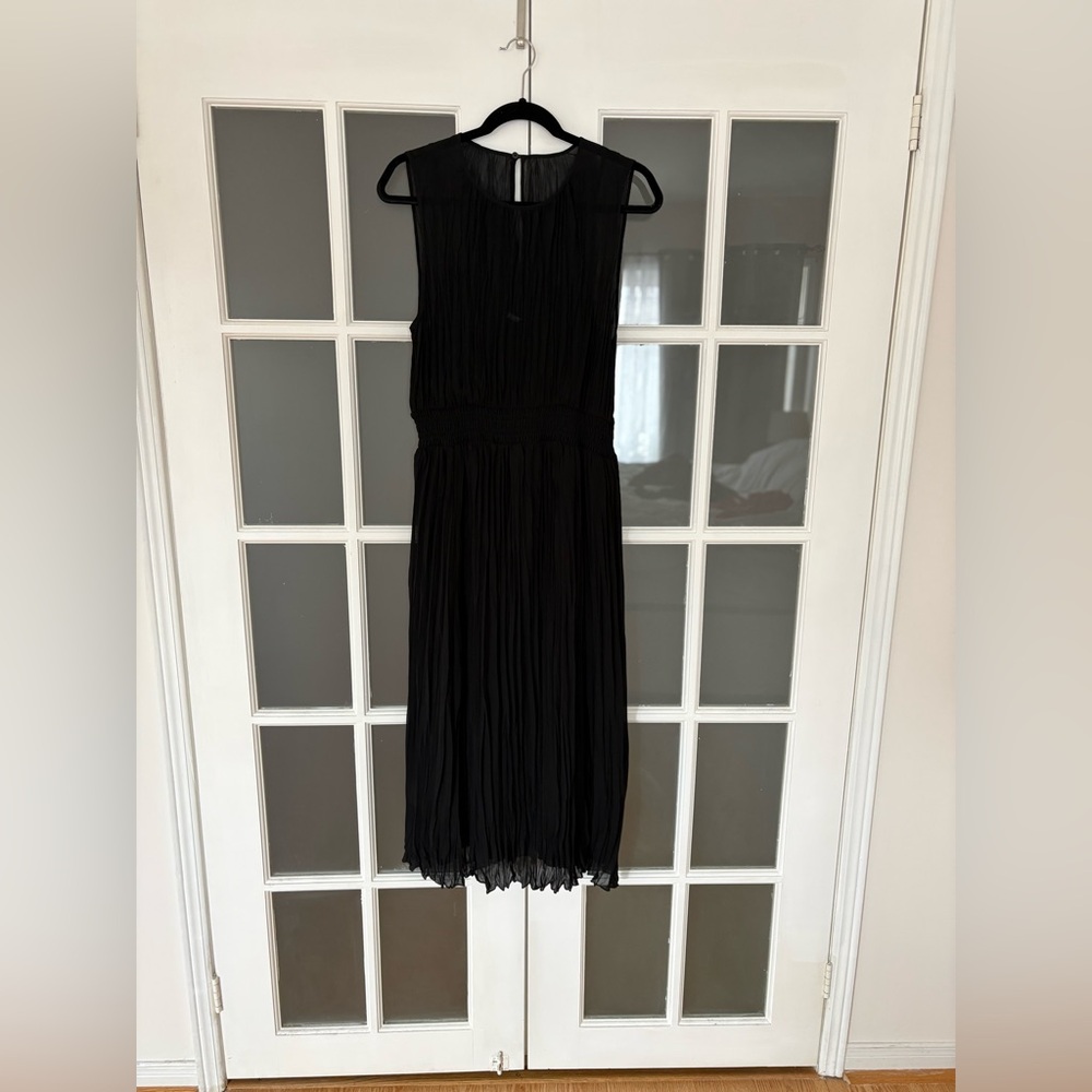 Aritzia Black Pleated Midi Dress